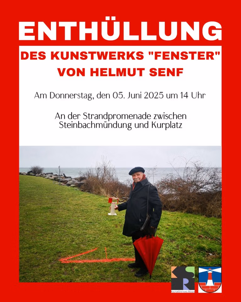 Einladung zur Enthüllung des Kunstwerks Fenster von Helmut Senf